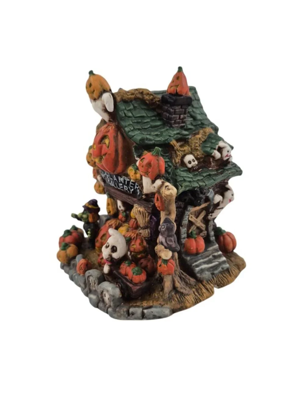 Spooky Hollow Jack O Lantern Gallery Porcelain Lighted House 2001 Boxed